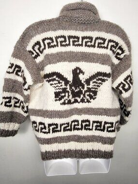 Cowichan Coast Salish wool sweater with whale and thunderbird motif